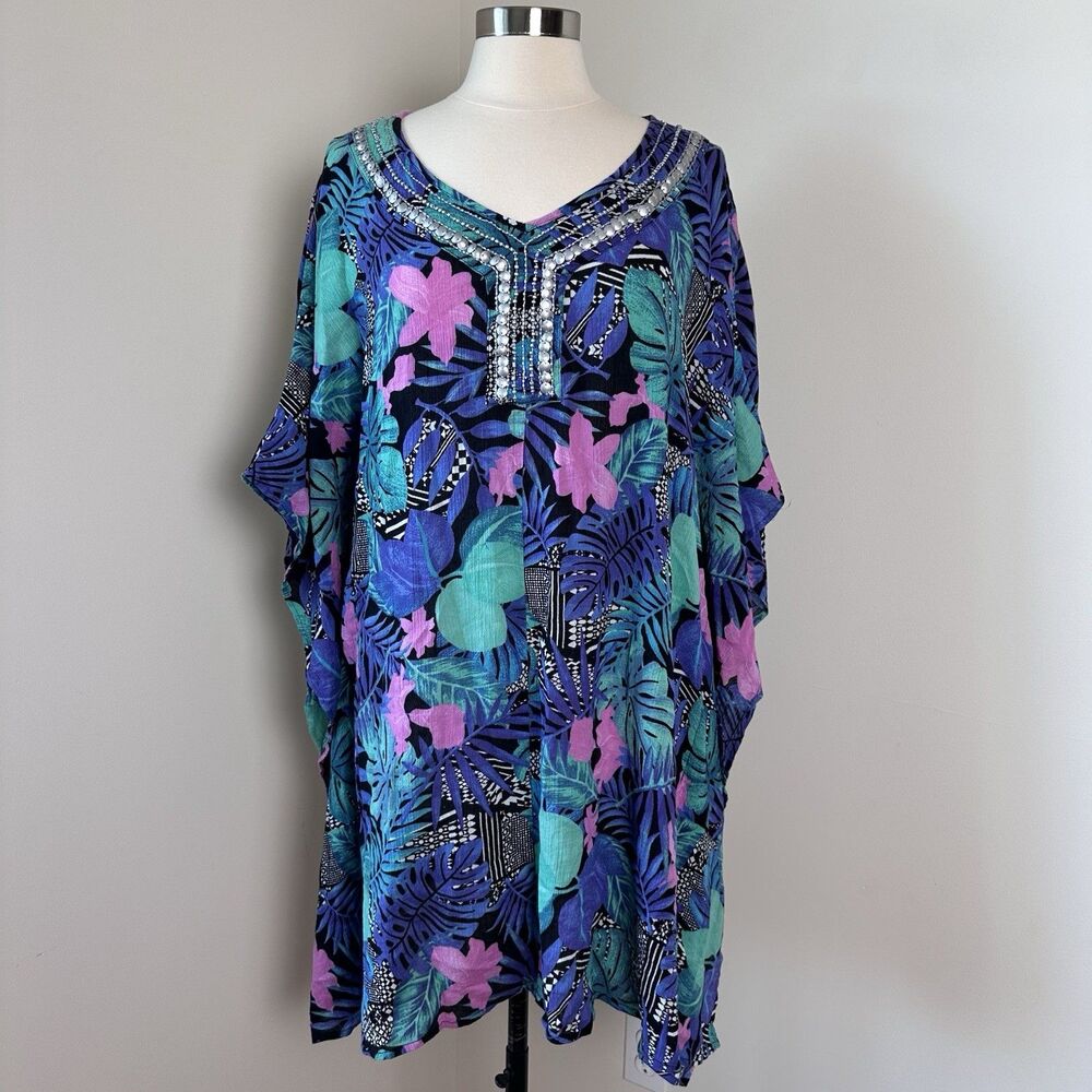 Swimsuits for All Womens 14/16 Tropical Floral Beach Vacation Coverup NEW